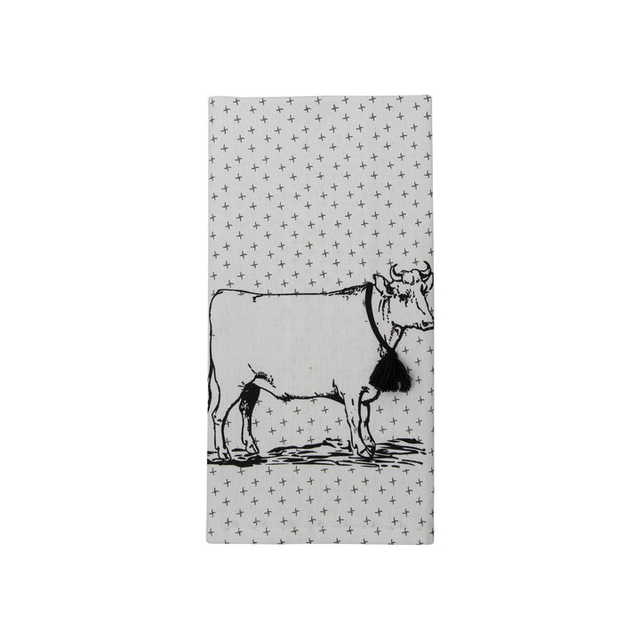 Logan Set of 3 Farm Design Kitchen Tea Towel with Tassels