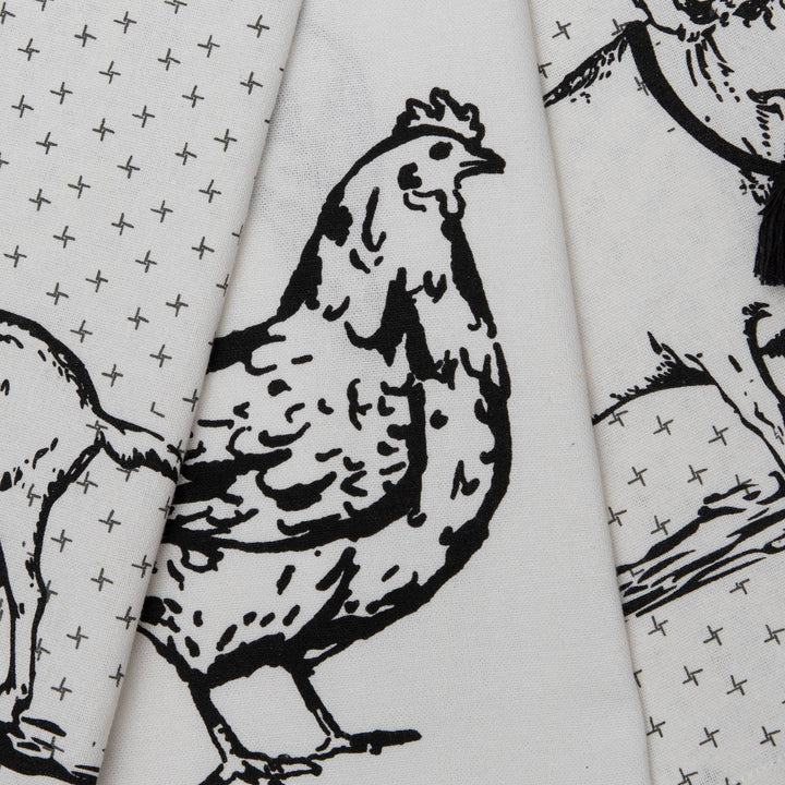 Logan Set of 3 Farm Design Kitchen Tea Towel with Tassels
