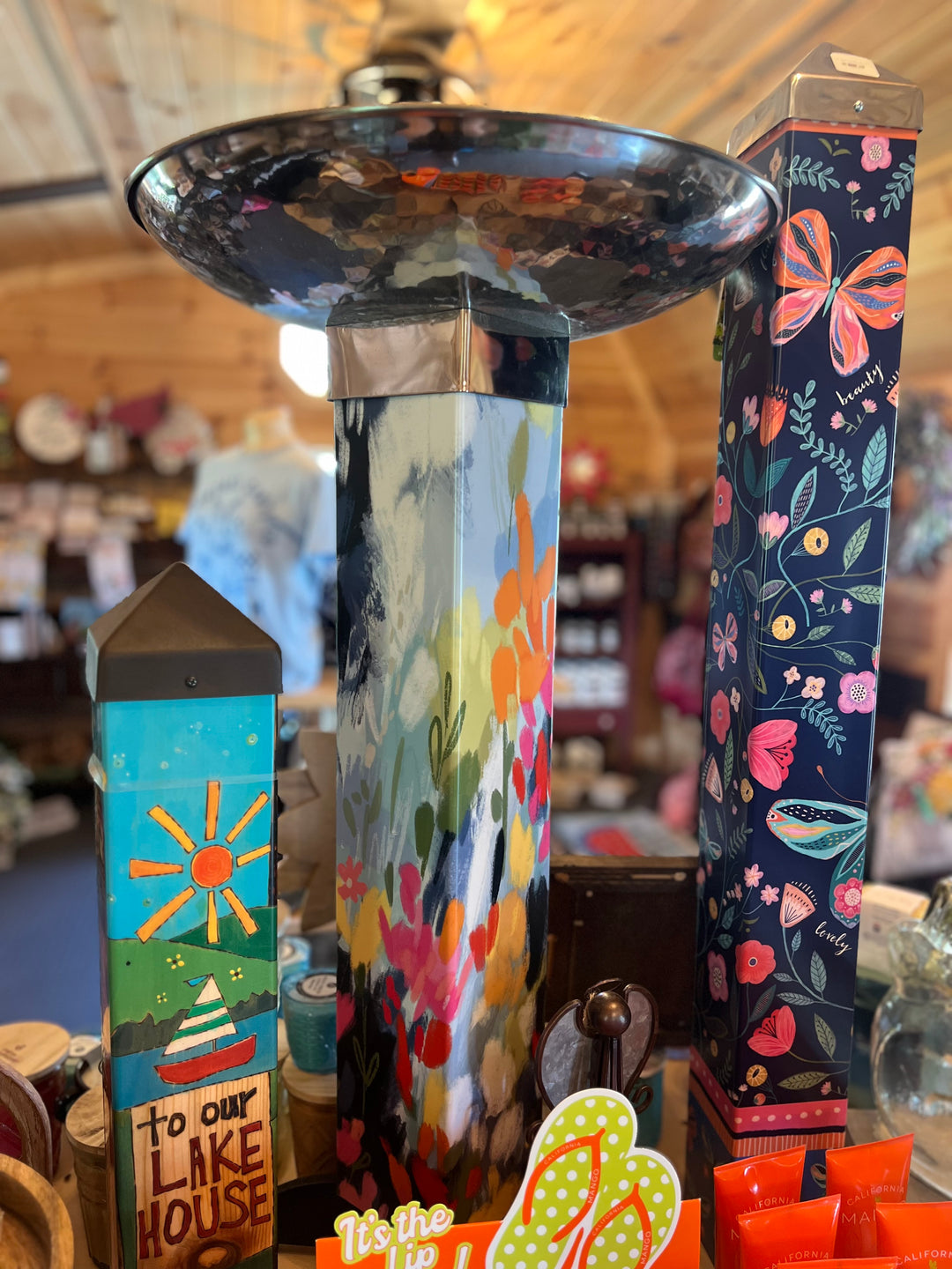Art Pole Bird Bath- Watercolor