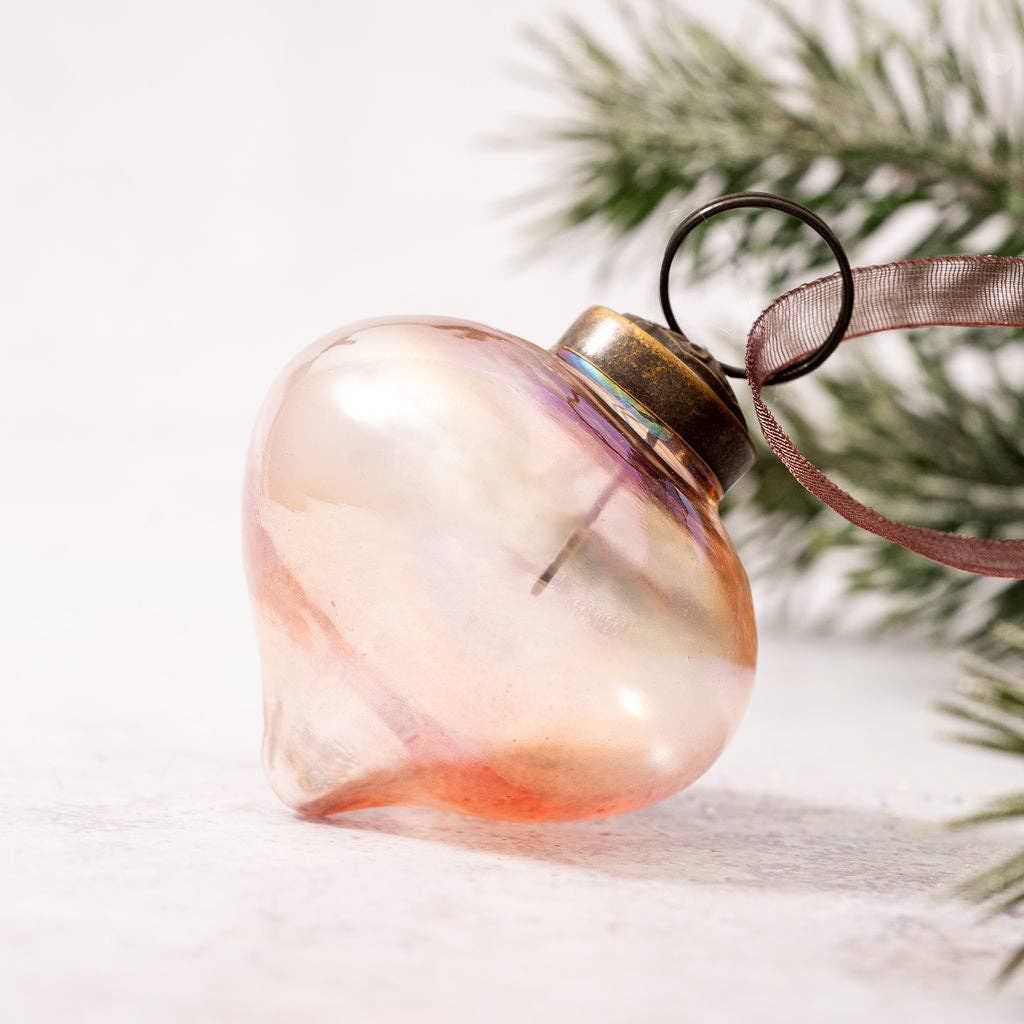 3" Large Rose Luster Glass Lantern Ornament
