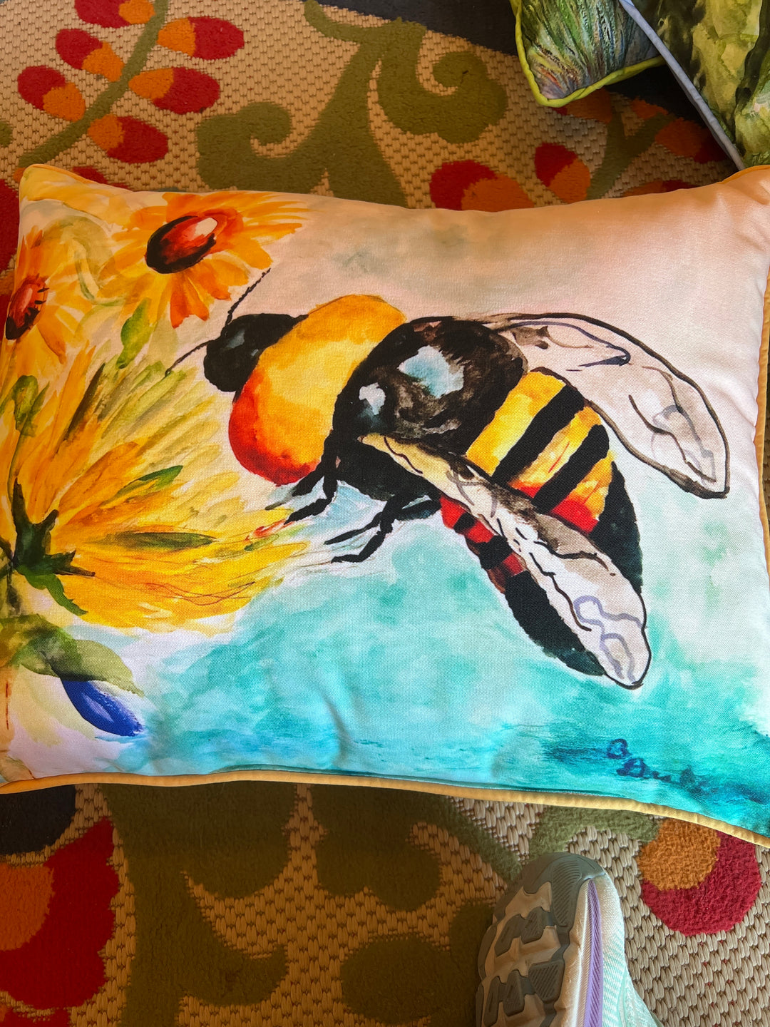 Indoor outdoor bee pillow