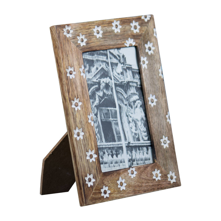 Alden White Flower 4x6 Photo Wood Picture Frame