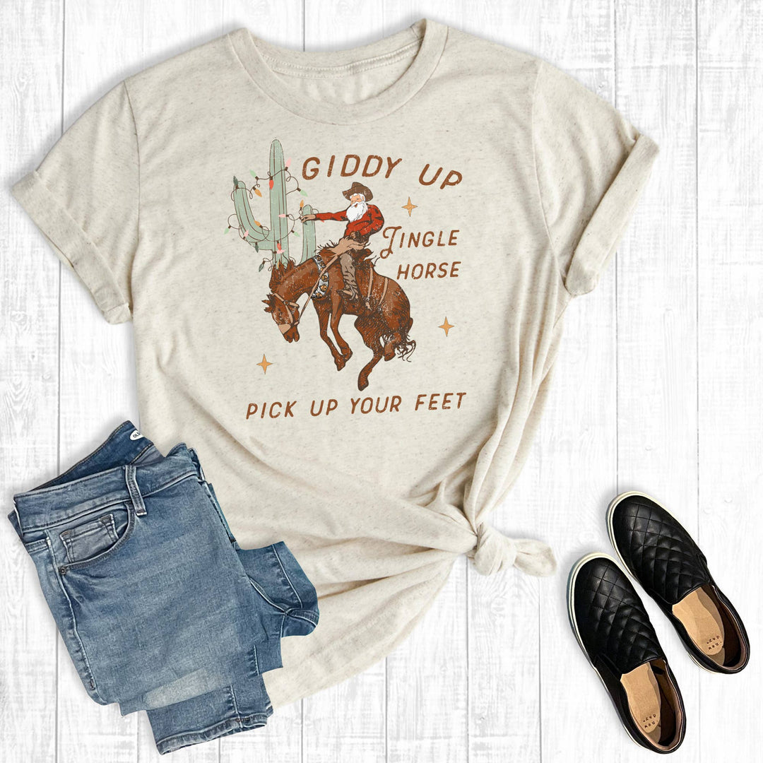 Western Christmas Giddy Up Jingle Horse Graphic Tee