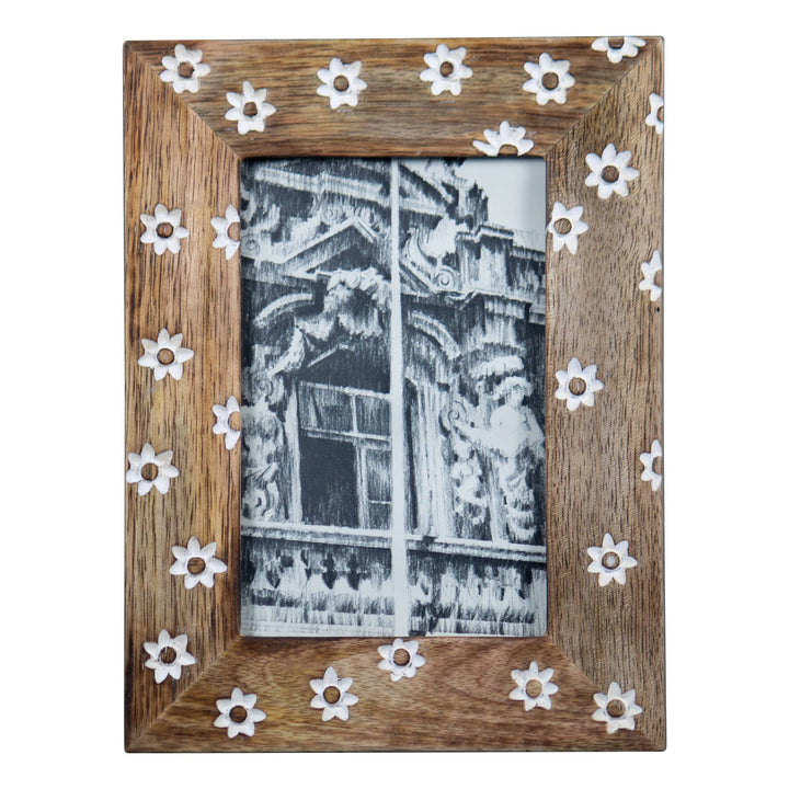 Alden White Flower 4x6 Photo Wood Picture Frame