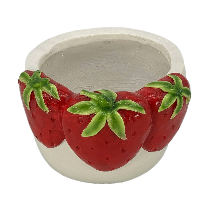 10.8" Wide Oval Strawberries Resin Planter