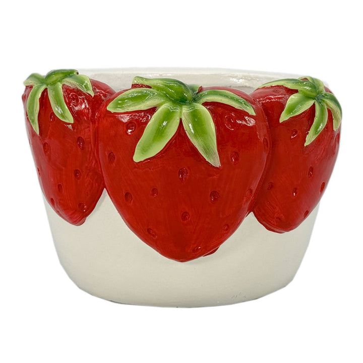 10.8" Wide Oval Strawberries Resin Planter