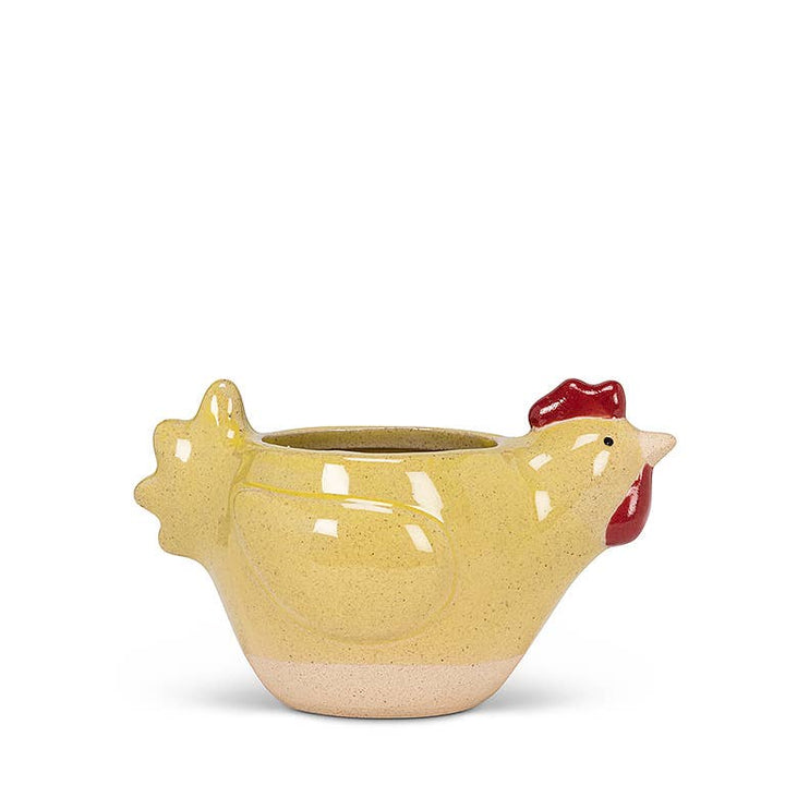 Sm Ylw Chicken Planter-5"L