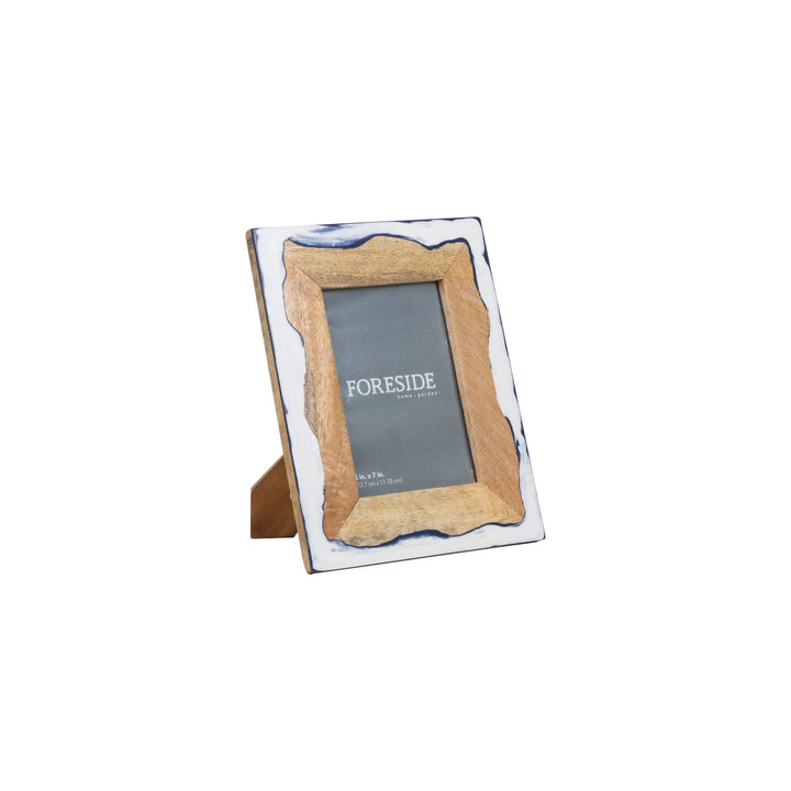 Varuna 5x7 Photo Wood and Marbled Blue Resin Picture Frame