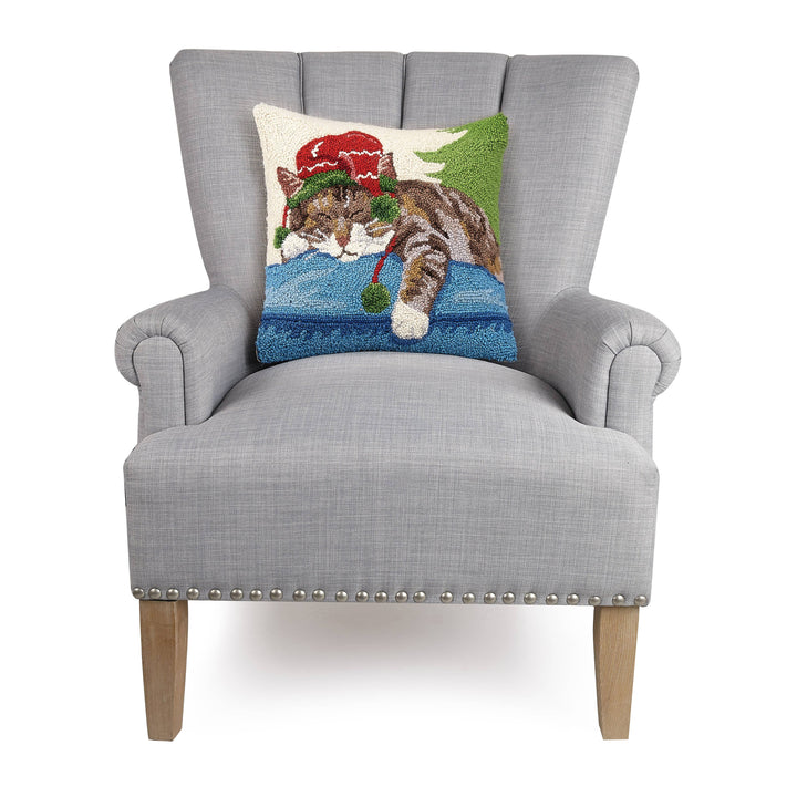 Holiday Napping Cat Hook Pillow