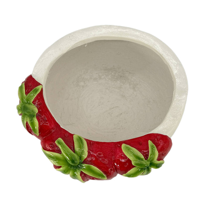 10.8" Wide Oval Strawberries Resin Planter
