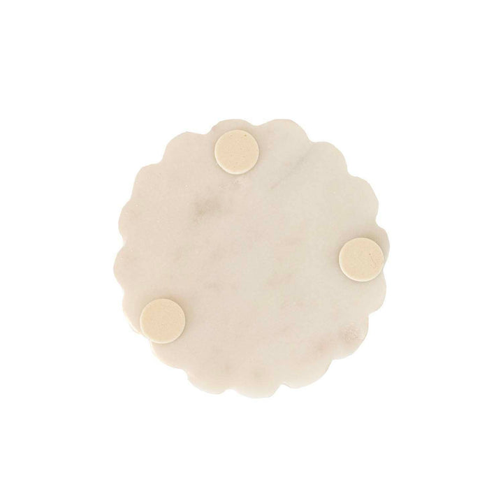 Emery Scallop Edge Set of 4 Coaster Set Marble, Jute Tie