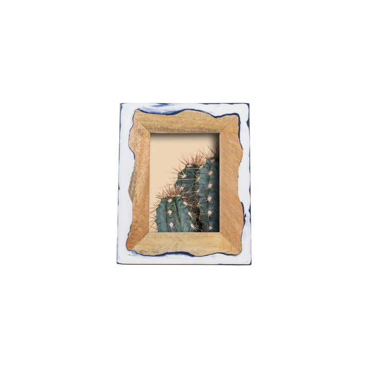 Varuna 5x7 Photo Wood and Marbled Blue Resin Picture Frame