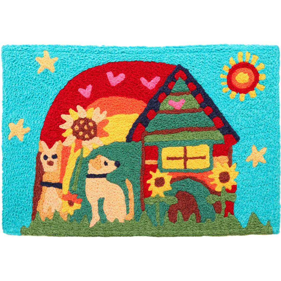 Peace, Love, Dog Jellybean Rug 20" x 30"-Floral- Pet