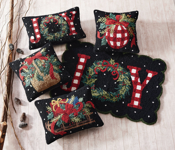 Red Gingham Joy Hook Pillow