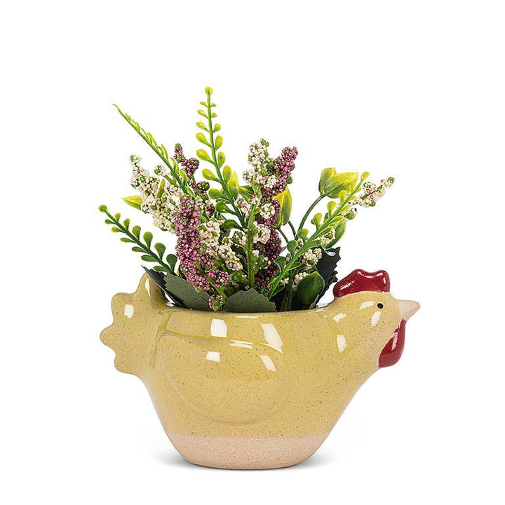 Sm Ylw Chicken Planter-5"L