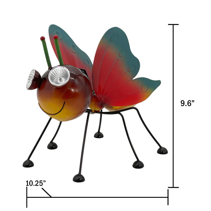Metal Rainbow Butterfly Garden Solar LED Garden Statue 10.5"