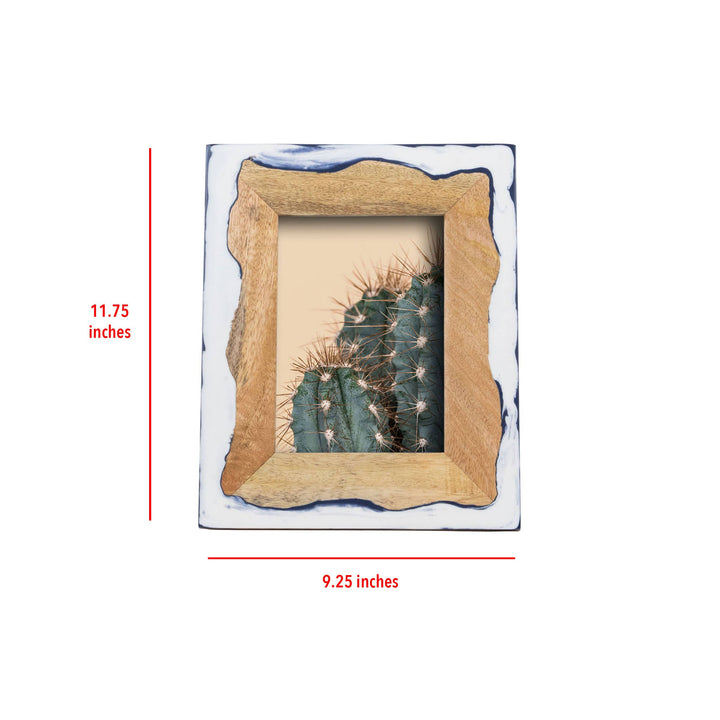 Varuna 5x7 Photo Wood and Marbled Blue Resin Picture Frame