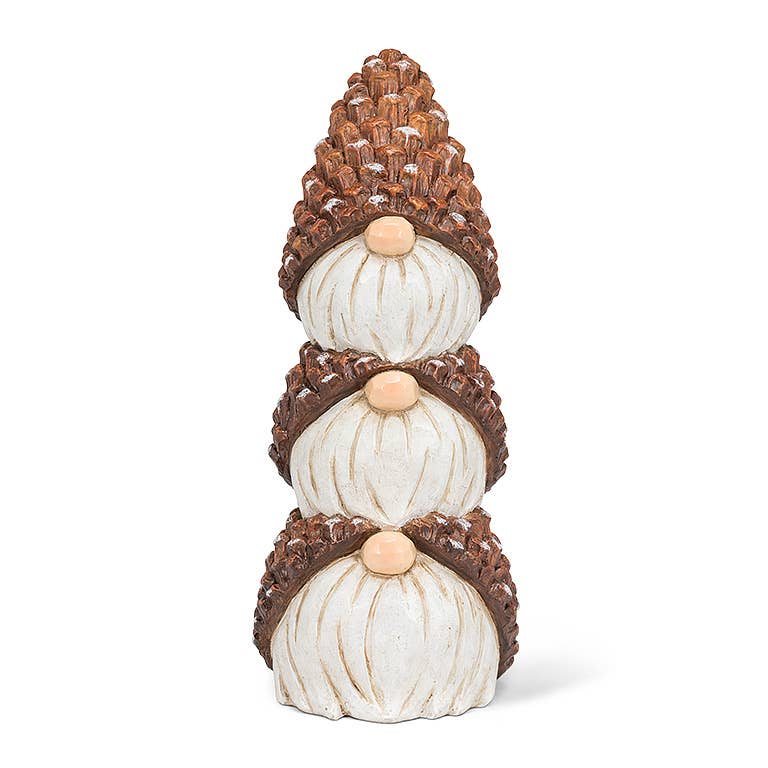 Stacked Gnomes w/Pinecone Hats-11"H