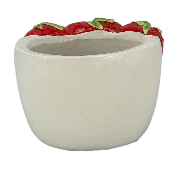 10.8" Wide Oval Strawberries Resin Planter