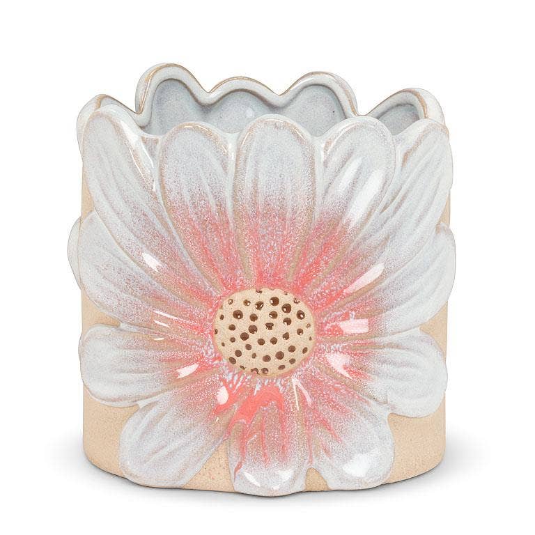 Lg Pink Daisy Planter-6"H