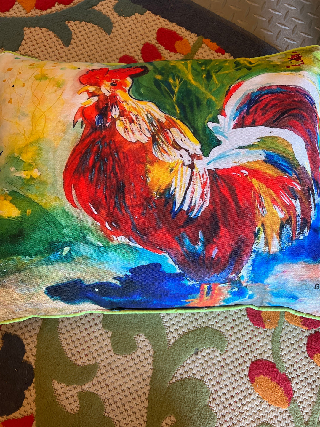 Indoor/Outdoor Rooster Pillow