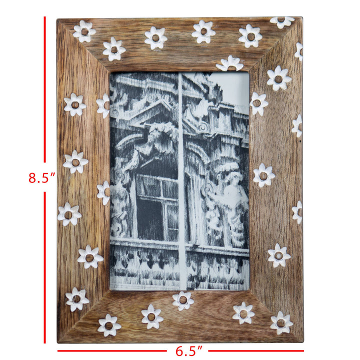Alden White Flower 4x6 Photo Wood Picture Frame