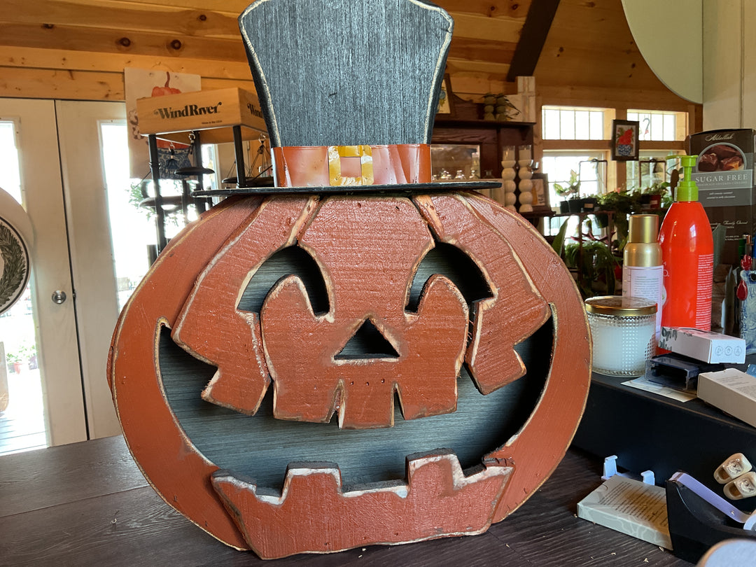 Painted Wooden Jack-O-Lantern