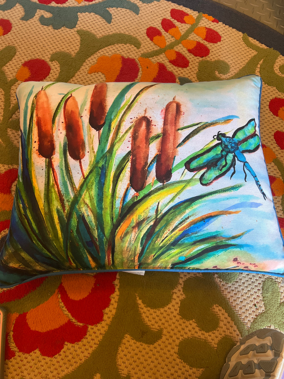 Indoor/outdoor dragon fly pillow