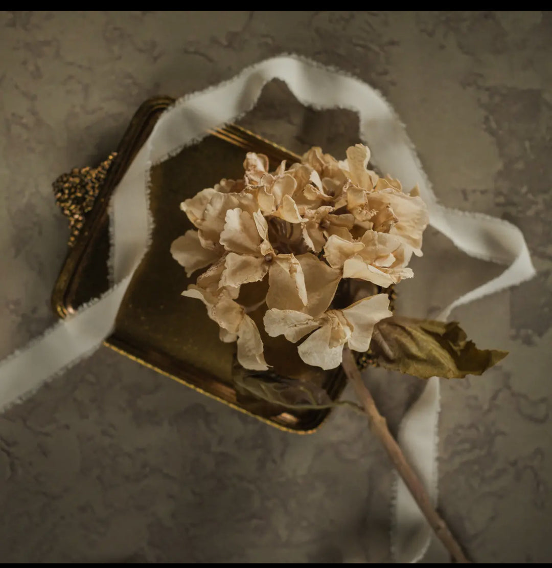 13” Beige Hydrangea Spray