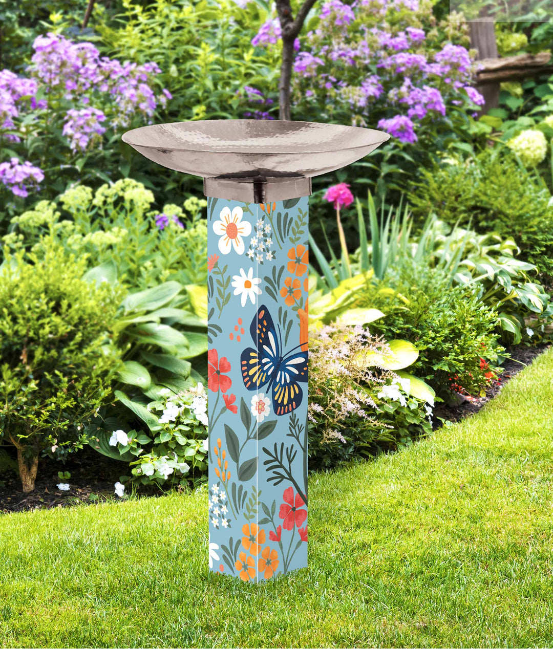 Art Pole- Meadow Flora Birdbath