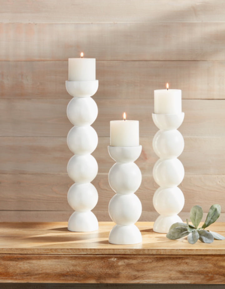 Medium White Lacquer Candlestick