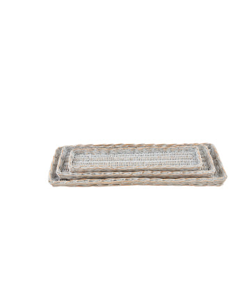 Long Woven Willow Tray Set
