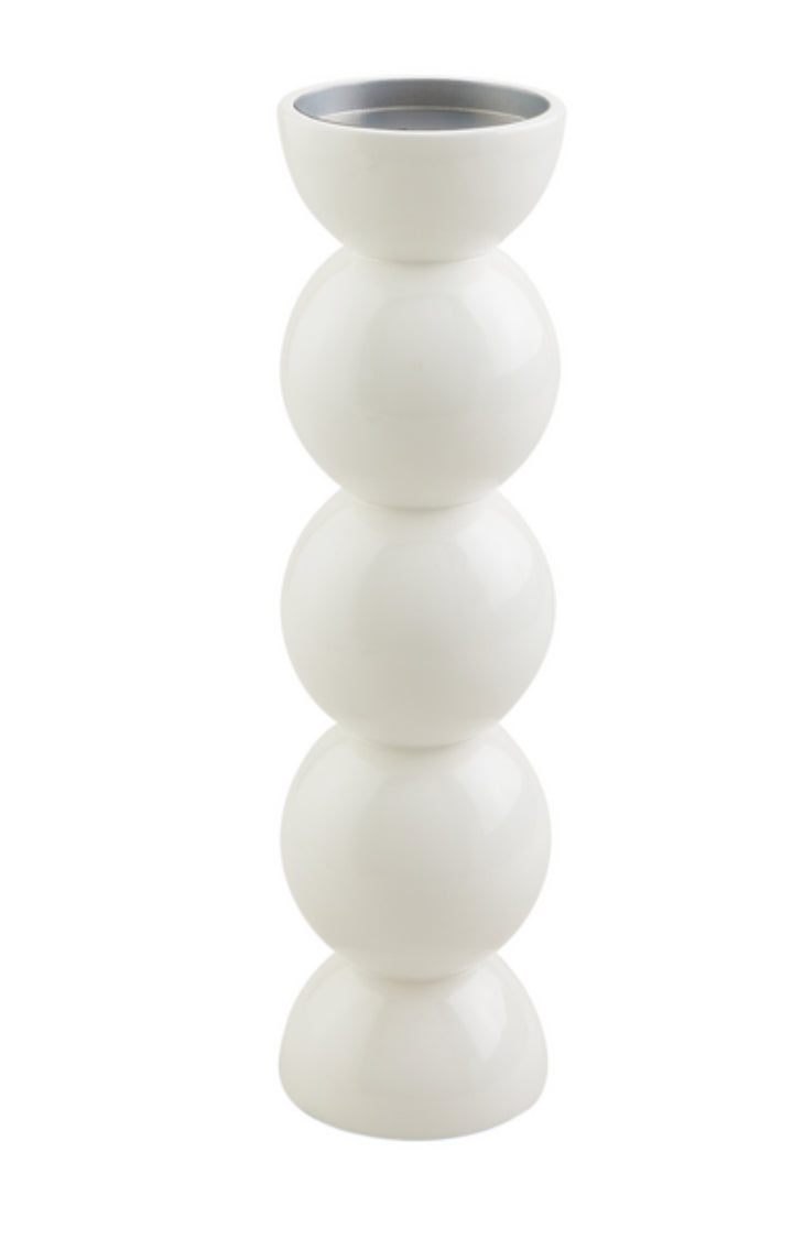 Medium White Lacquer Candlestick