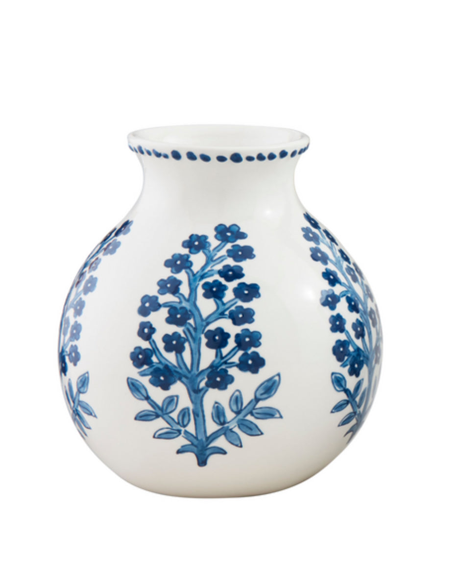 Large Blue Block Print Vase
