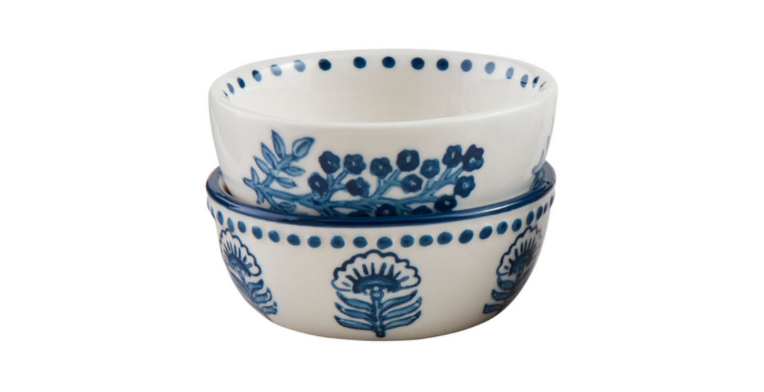 Mudpie Dotted Blue Floral Tidbit Set