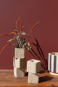 Set of 2 Texture Clay Vase