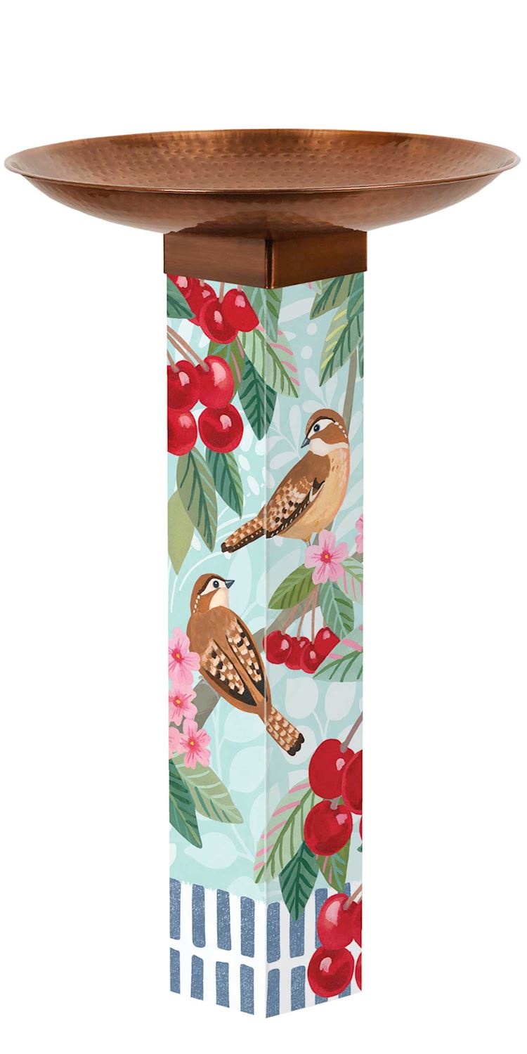Birds & Cherries Copper-top BirdBath