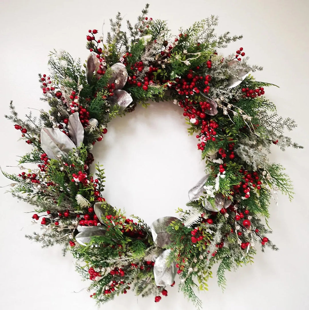 28” Silver Magnolia Wreath