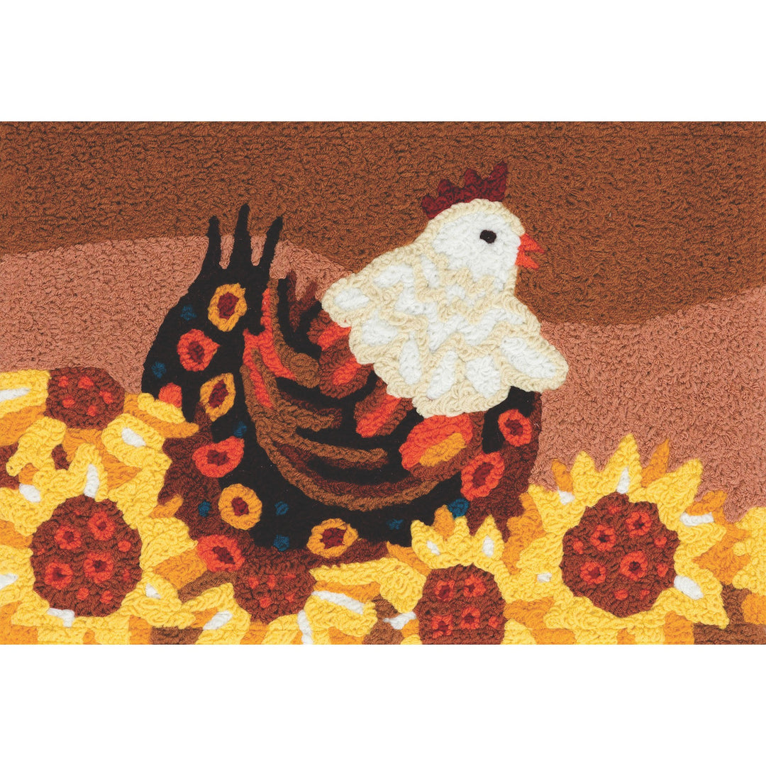 PLUCKY CHICKEN IN SUNFLOWERS 20" X 30"