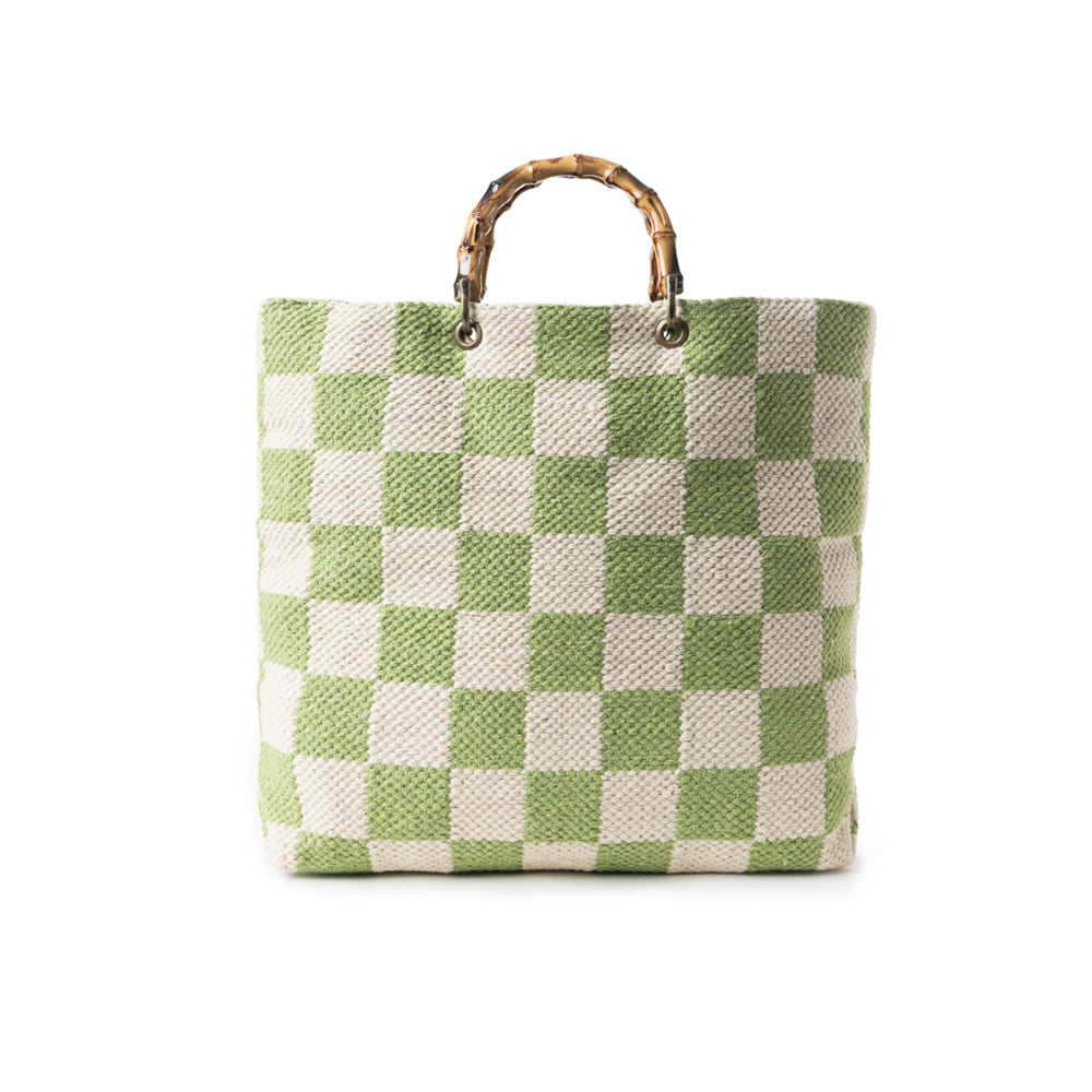 Classic Cottage Checker Tote Bag Green