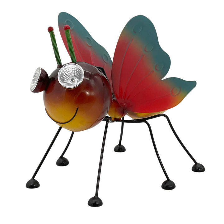 Metal Rainbow Butterfly Garden Solar LED Garden Statue 10.5"