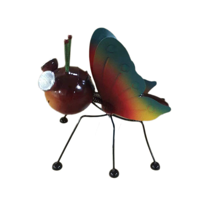 Metal Rainbow Butterfly Garden Solar LED Garden Statue 10.5"