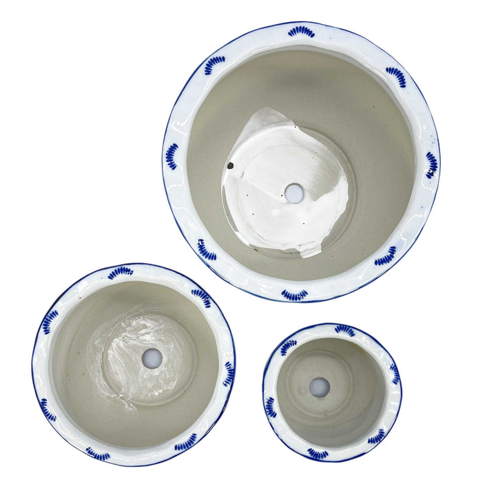 Set of 3 - 
4.5"/6"/8" Ceramic Chinoiserie Planter Pot Set