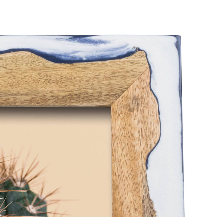 Varuna 5x7 Photo Wood and Marbled Blue Resin Picture Frame