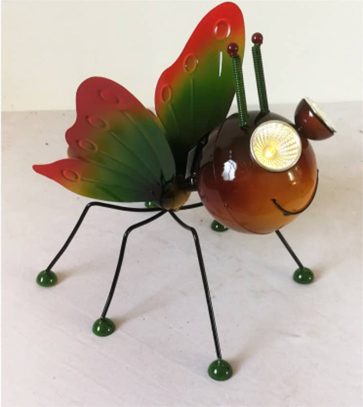 Metal Rainbow Butterfly Garden Solar LED Garden Statue 10.5"