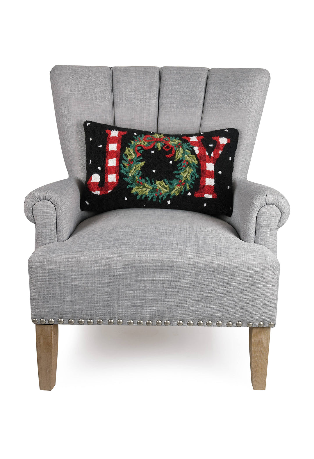 Red Gingham Joy Hook Pillow