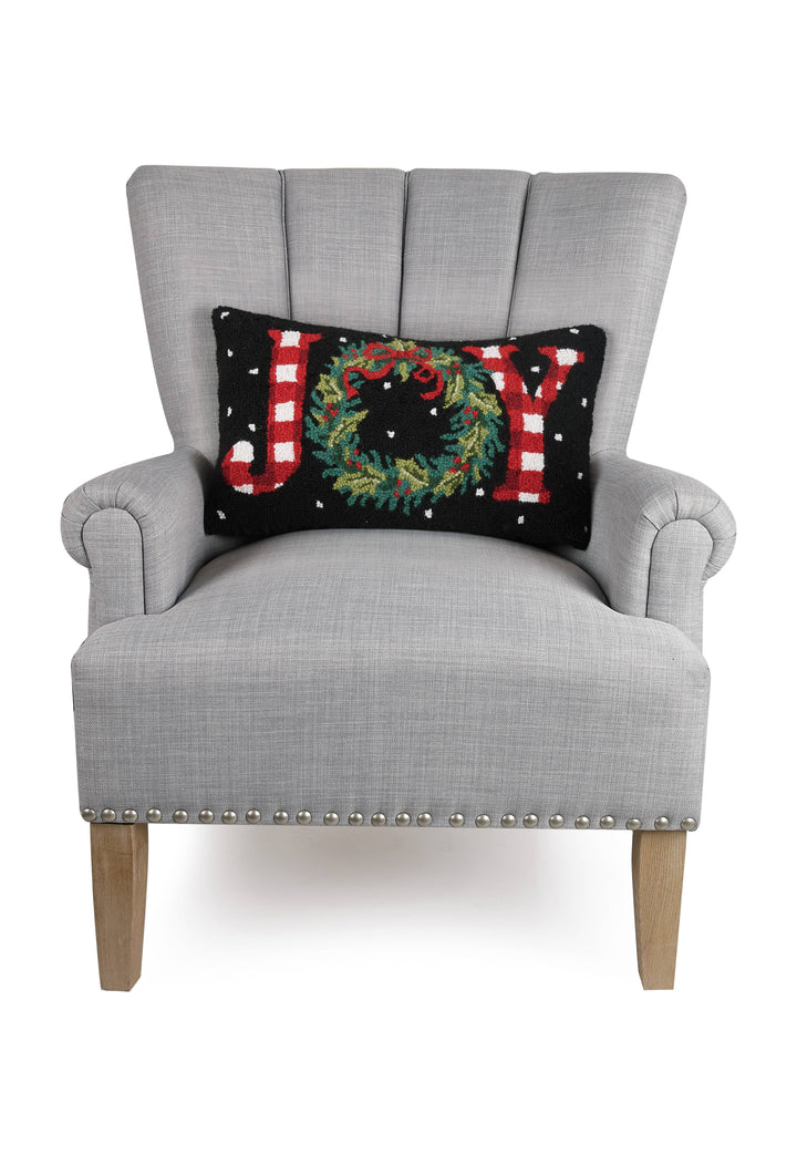 Red Gingham Joy Hook Pillow