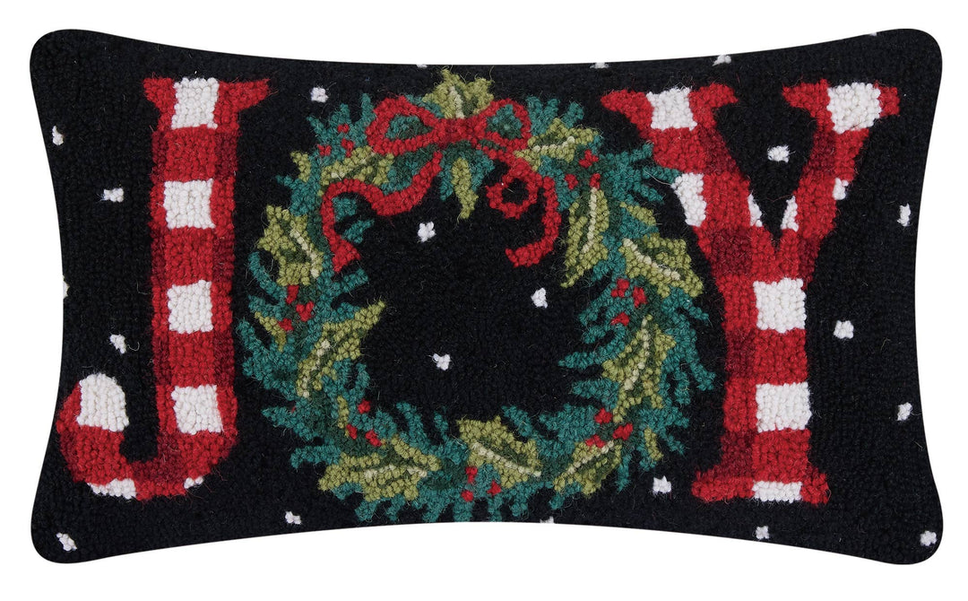 Red Gingham Joy Hook Pillow
