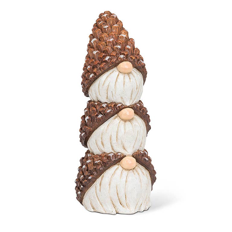 Stacked Gnomes w/Pinecone Hats-11"H