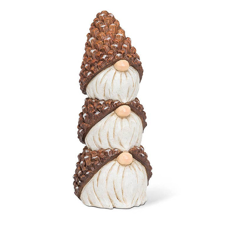 Stacked Gnomes w/Pinecone Hats-11"H